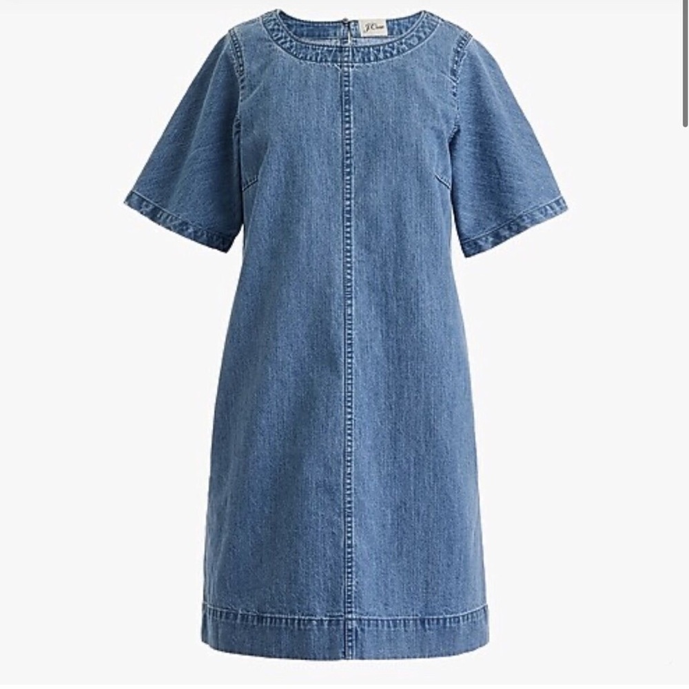 J. Crew Denim Cap Sleeve Dress Blue Medium Wash Cotton Summer Country M0568 4 - Picture 2 of 11